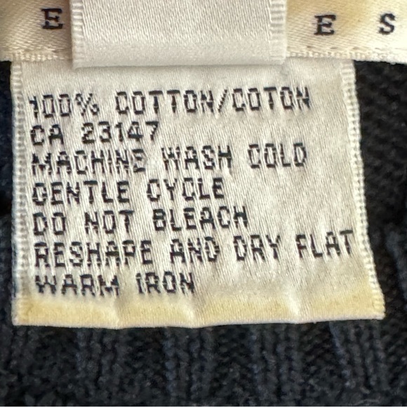 Talbots Size Small Petite Black 100% Cotton Crew Neck Cable Knit Sweater - Picture 8 of 8